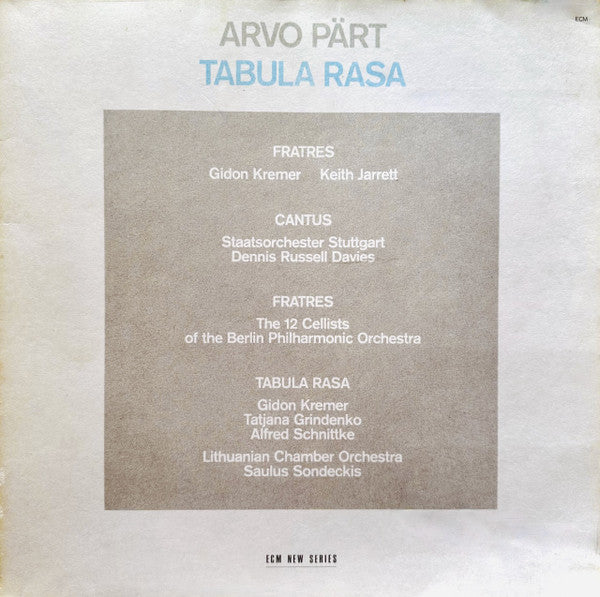 Arvo Pärt – Tabula Rasa, Gatefold, ECM