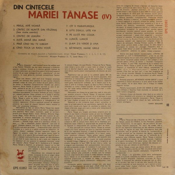 Maria Tănase – Din Cîntecele Mariei Tănase (IV), White labels