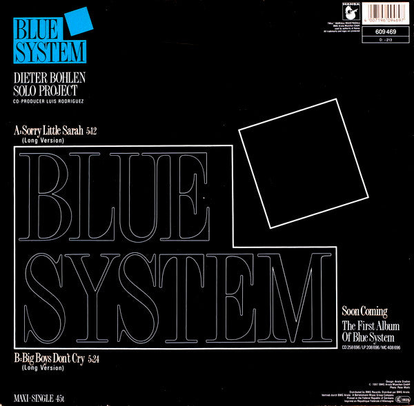 Blue System – Sorry Little Sarah (Long Version)     45 RPM, Maxi-Single