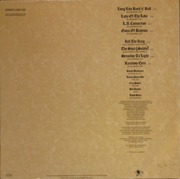 Rainbow – Long Live Rock 'N' Roll, Gatefold