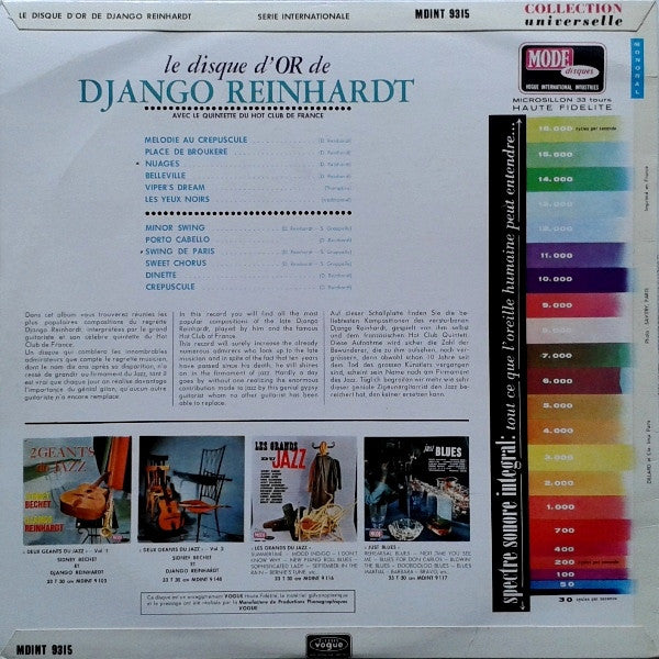 Django Reinhardt Avec Le Quintette Du Hot Club De France* – Le Disque D'Or De Django Reinhardt