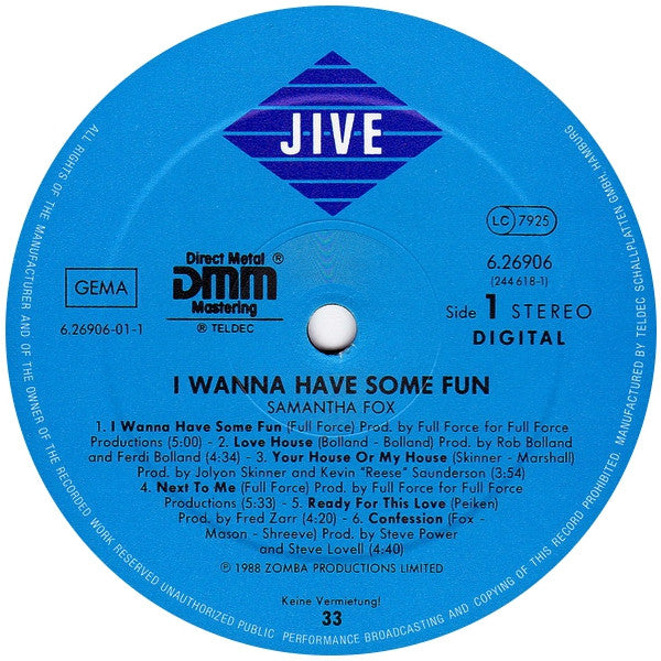 Samantha Fox – I Wanna Have Some Fun,   DMM