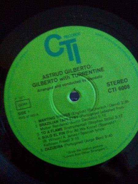 Gilberto* With Turrentine* ‎– Gilberto With Turrentine   , arranged by Deodato , Gatefold