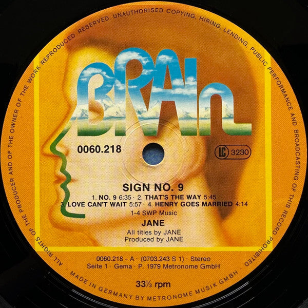 Jane – Sign No. 9  ,  Gatefold