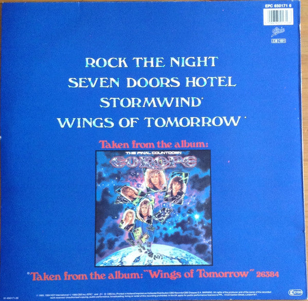 Europe – Rock The Night, 	 Vinyl, 12", Maxi-Single, 45 RPM