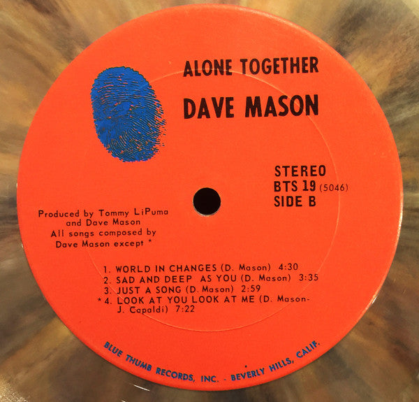 Dave Mason – Alone Together  ,  Trifold cover , Multicolor Splatter vinyl , US press 1970
