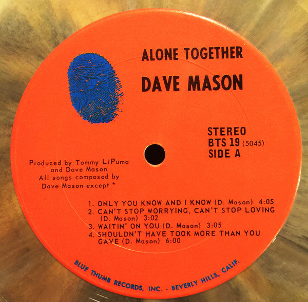 Dave Mason – Alone Together  ,  Trifold cover , Multicolor Splatter vinyl , US press 1970