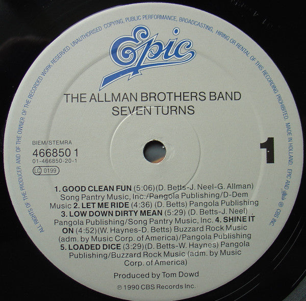 The Allman Brothers Band ‎– Seven Turns