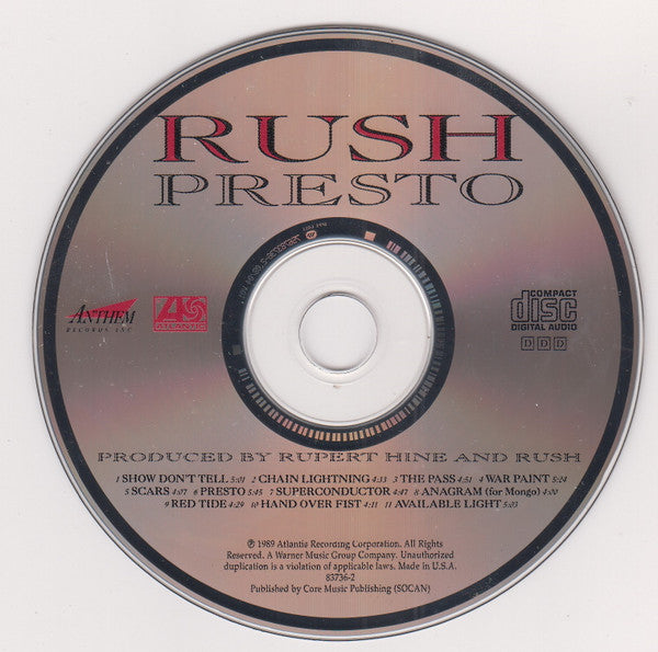 Rush – Presto, 	The Rush Remasters Serie