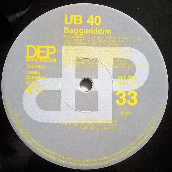 UB40 ‎– Baggariddim, 1 LP + 1 EP   Gatefold