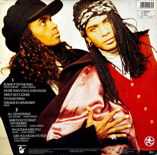 Milli Vanilli – All Or Nothing - The U.S. Remix Album, Gatefold