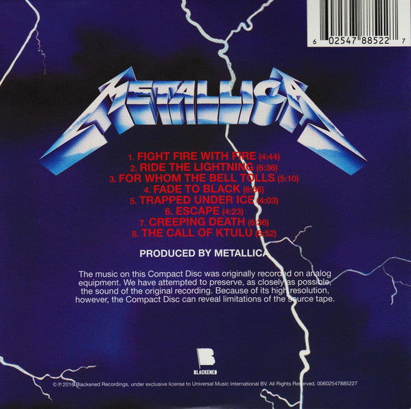 Metallica – Ride The Lightning  ,  CD , Digisleeve