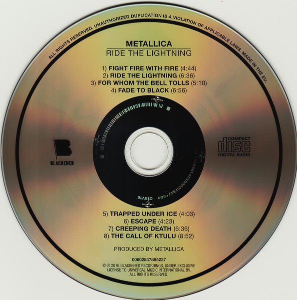 Metallica – Ride The Lightning  ,  CD , Digisleeve
