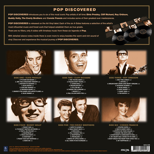 Elvis Presley, Cliff Richard, Roy Orbison, Buddy Holly, Everly Brothers, Connie Francis – Pop Discovered   3LP , trifold