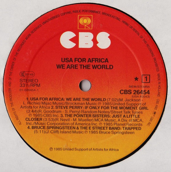 USA For Africa – We Are The World, Gatefold